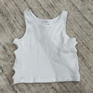 Zara White Tank Top Cut Out Sides